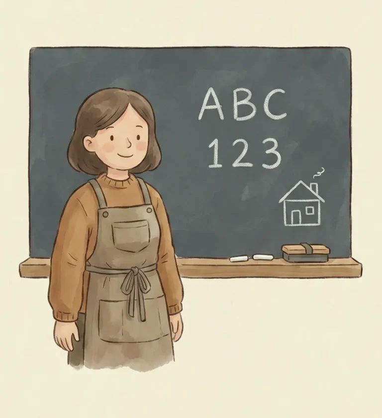 A teacher standing in front of a chalkboard